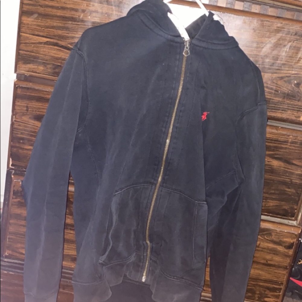 Black and red polo zip up